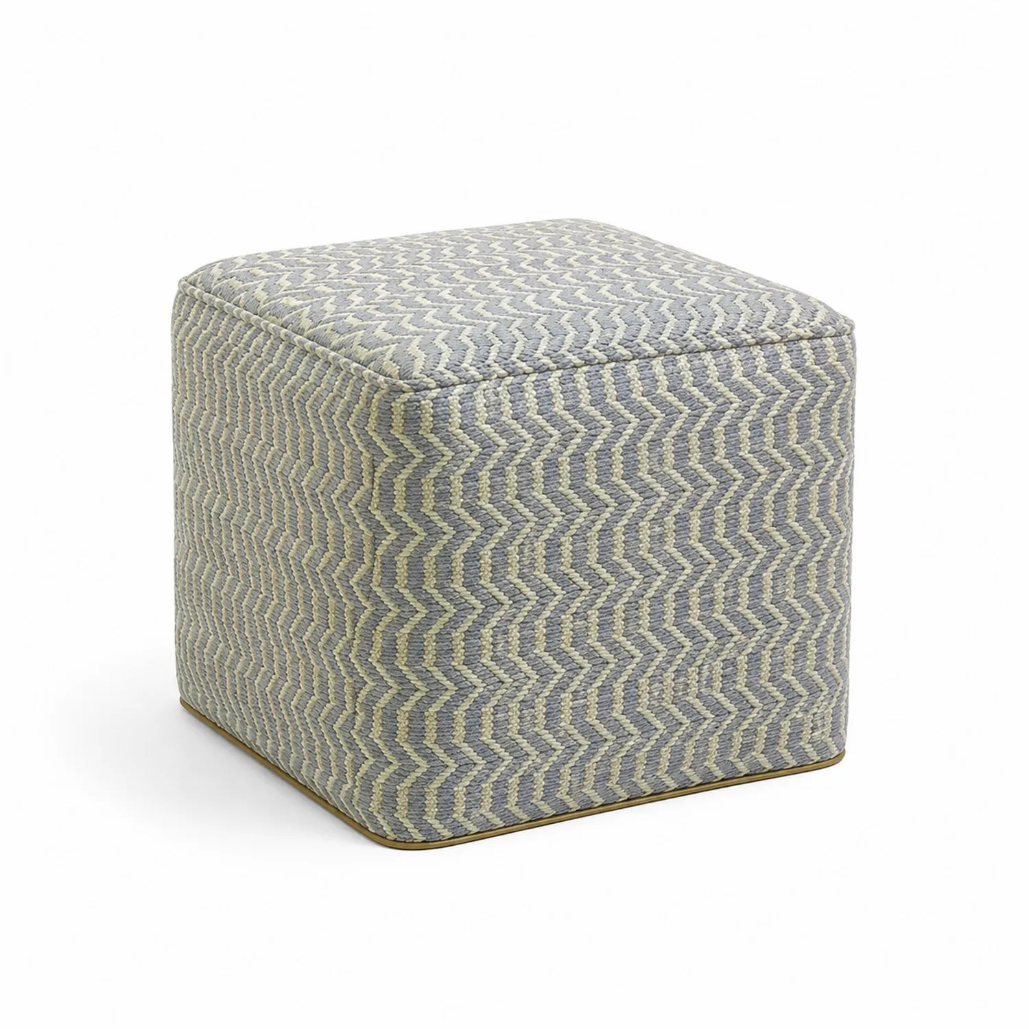 Pouf carré motif chevron 42x42x42 cm tissu polyester Gris/Beige