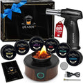 Ensemble Fumoir Électrique à Whisky avec Lampe Torche, Cadeau pour Amateur de Whisky, 6 Types de Copeaux de Bois pour Cocktails et Bourbon