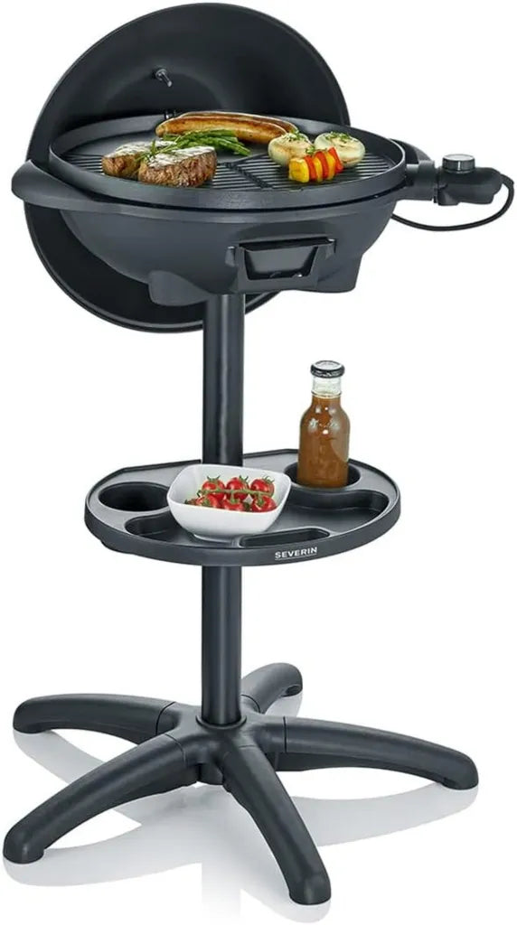 Gril Électrique SEVERIN 2000W avec Couvercle et Thermomètre, Surface de Cuisson Mixte, Modèle PG 8541