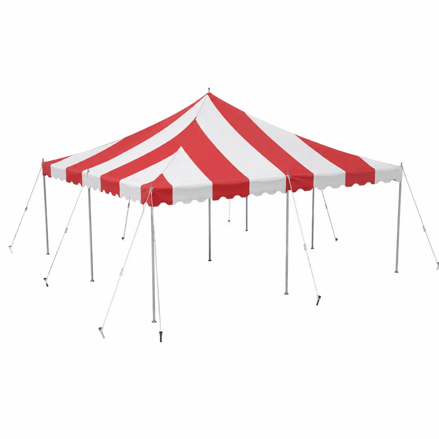 Tente de réception en PVC rayé Rouge et Blanc avec montants en métal 6x6m