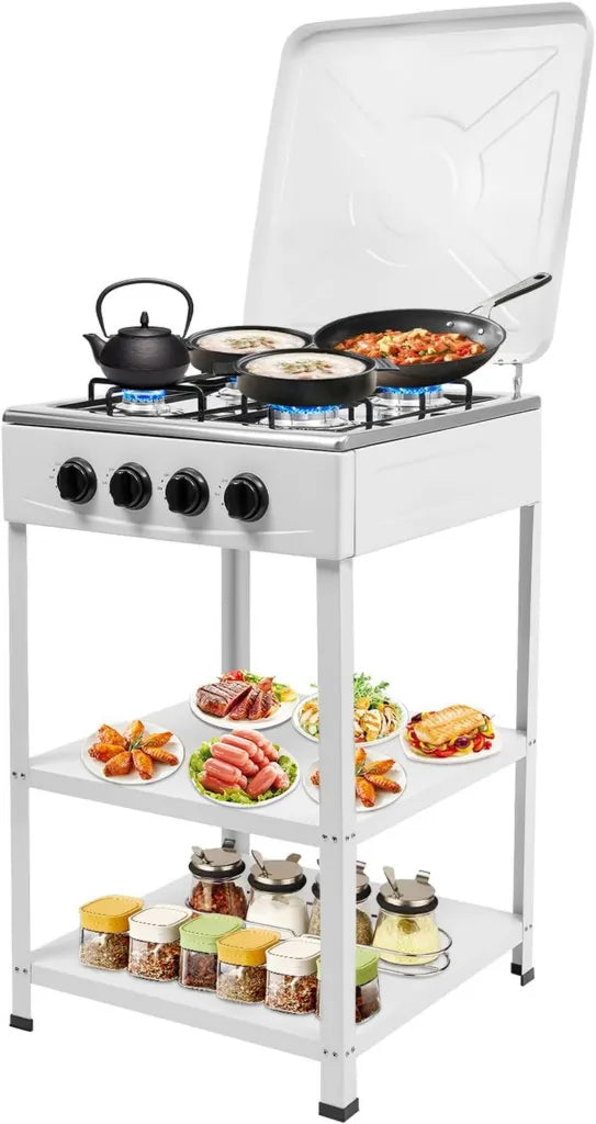 Cuisinière à gaz 4 brûleurs portables avec commande indépendante, brûleur au propane pour extérieur, 2,5 kW, dimensions 49x49x79 cm