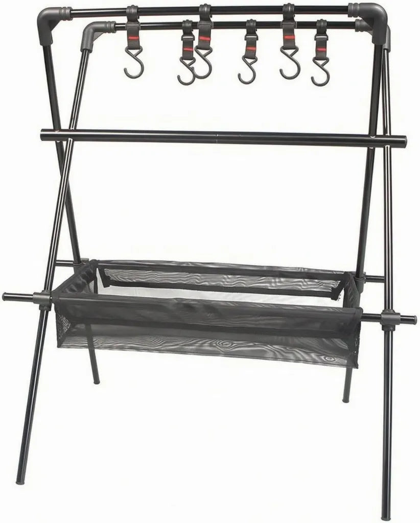 Support de Camping Pliable en Métal avec Filet Respirant pour Barbecue
