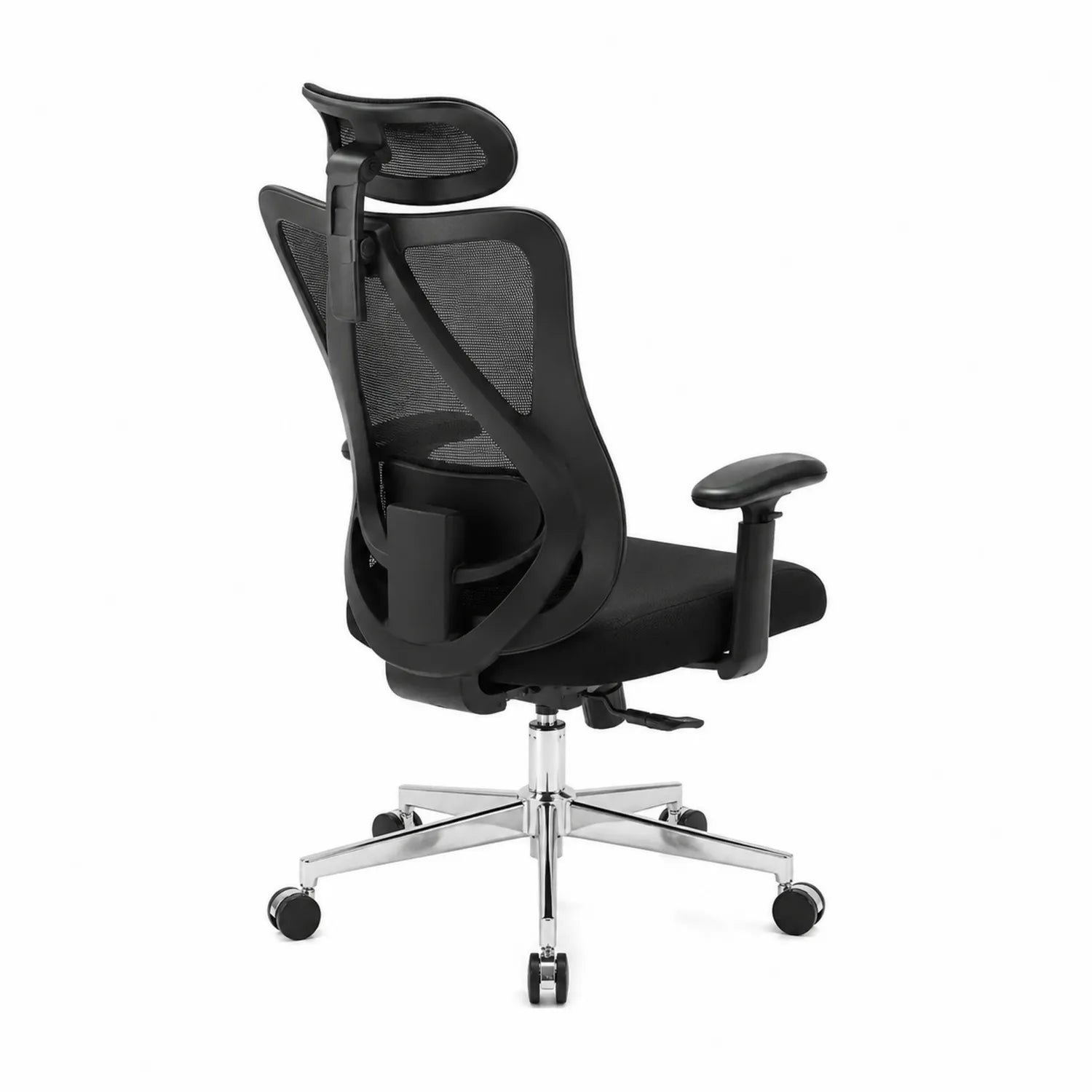 Chaise de bureau en maille noire avec base en métal