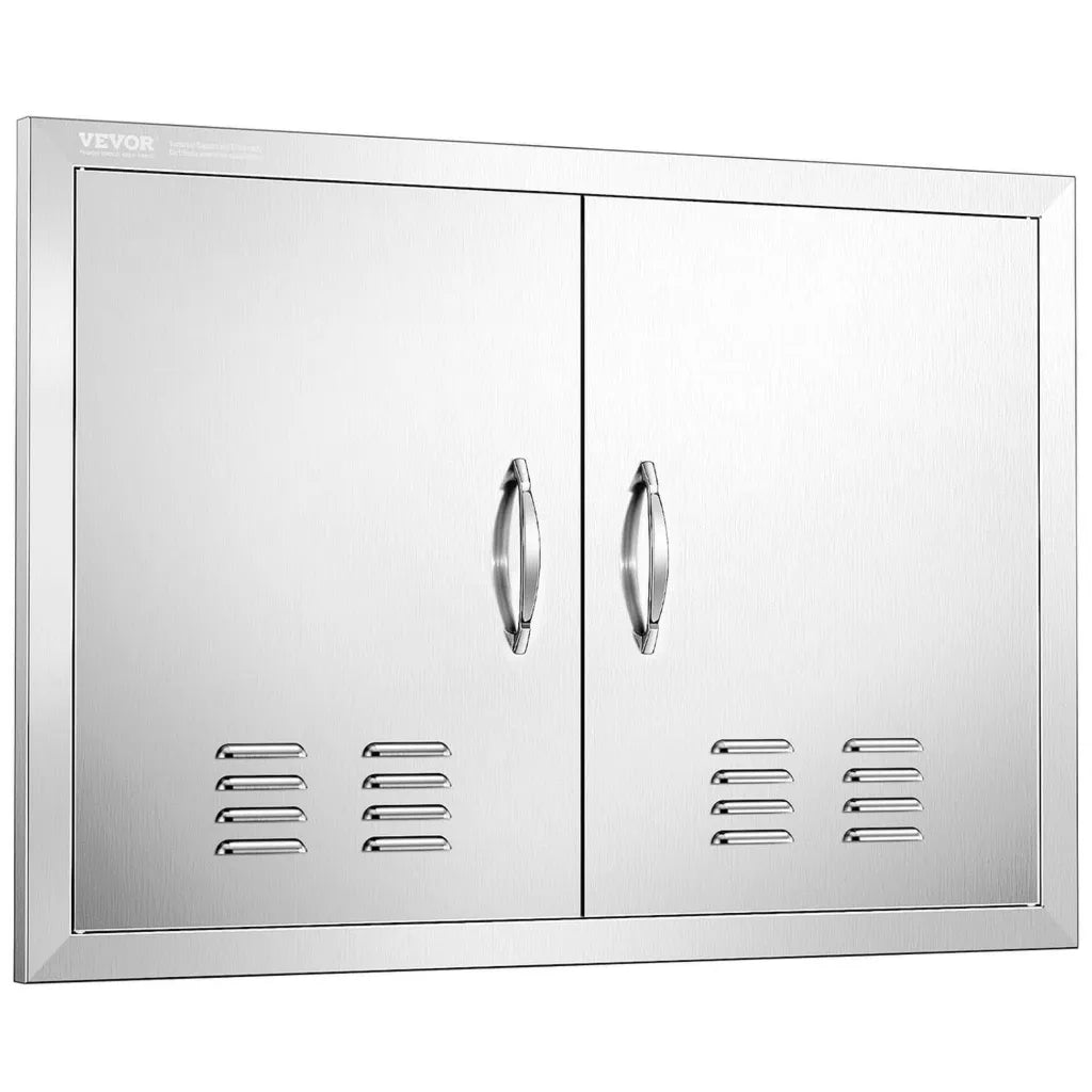 Portes en Acier Inoxydable pour Barbecue Extérieur, 76x53 cm, avec Ventilation, VEVOR