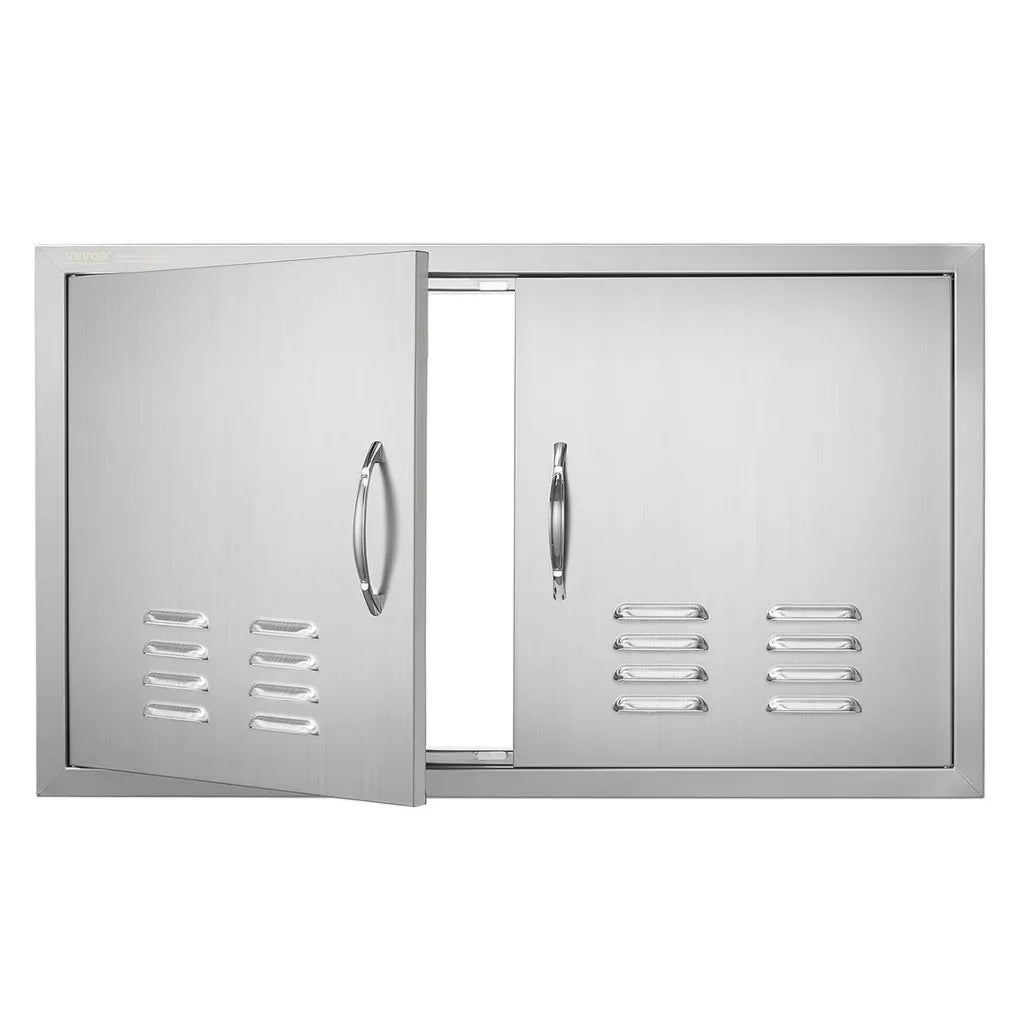 Porte d'Accès Inox pour Cuisine Extérieure 91,4x53,4 cm avec Poignée et Aérations
