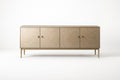 Wood Sideboard with Brass Base 4-Door Cabinet