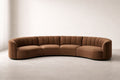 Curved Brown Fabric Sectional Sofa Upholstered with Foam
