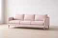 Pink Upholstered Three-Seater Sofa with Gold Metal Legs